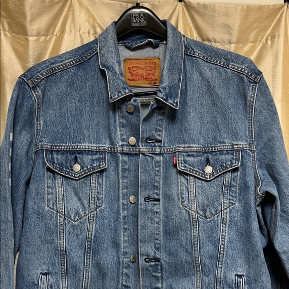 Levi's Classic Blue Denim Trucker Jacket red tab 2XL - Picture 3 of 9